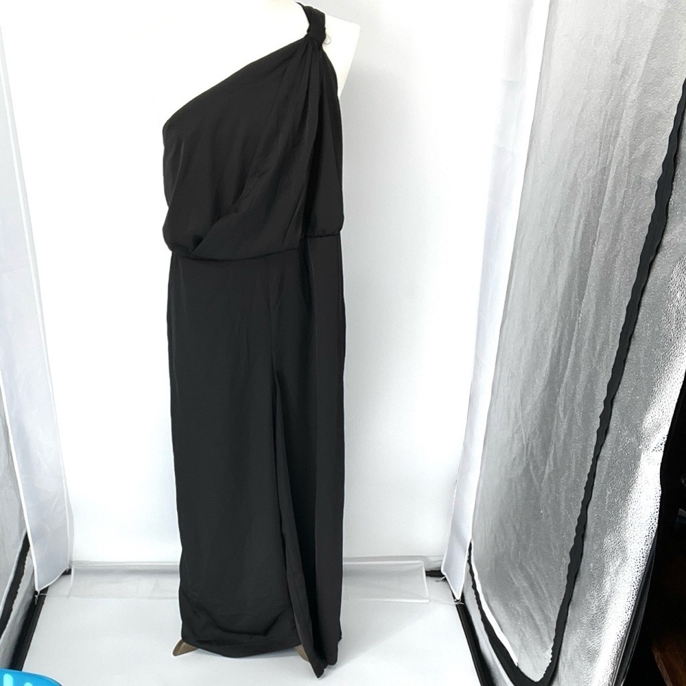 Eloquii Black One-Shoulder Wide-Leg Jumpsuit Size 14